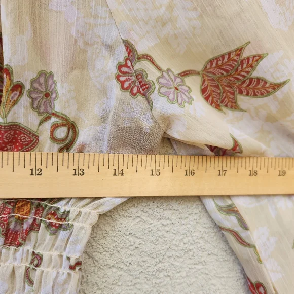 FIG & FLOWER Maxi Dress Women's Large Petite Prarie Tiered Chiffon Boho Puff Slv - Picture 11 of 14